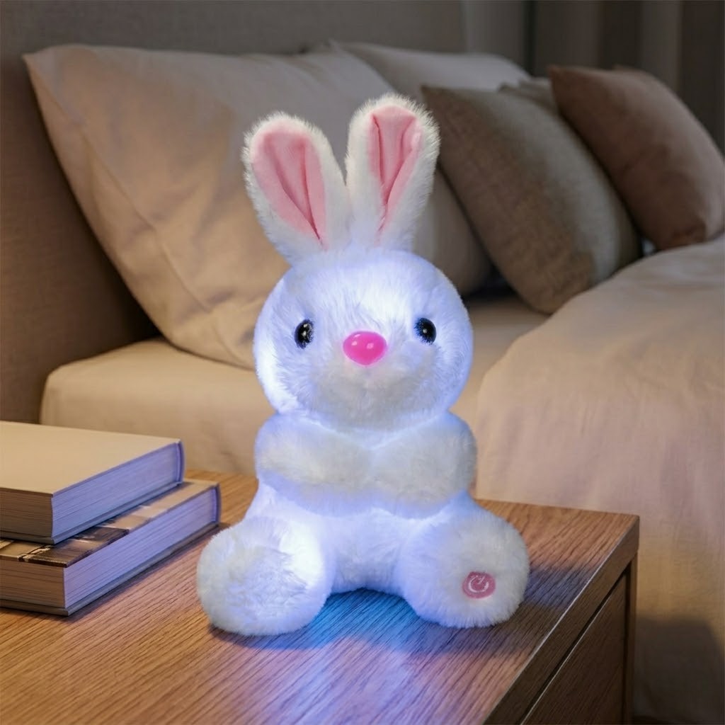 Veilleuse lapin peluche blanc