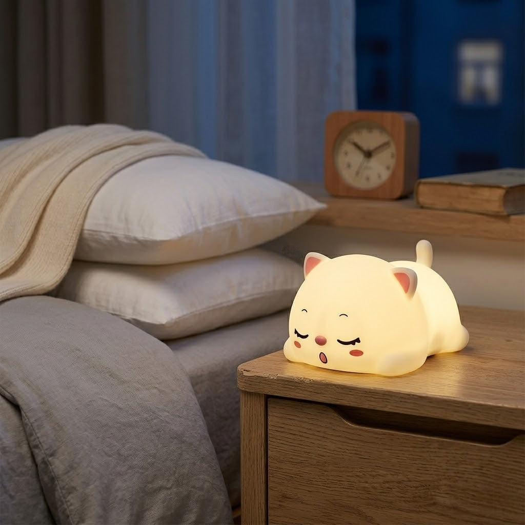 Veilleuse chat allongée