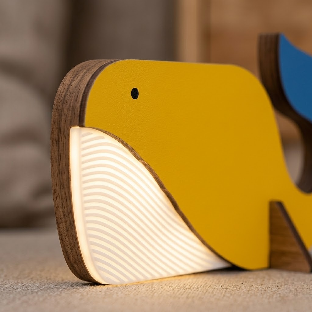 Veilleuse baleine en bois