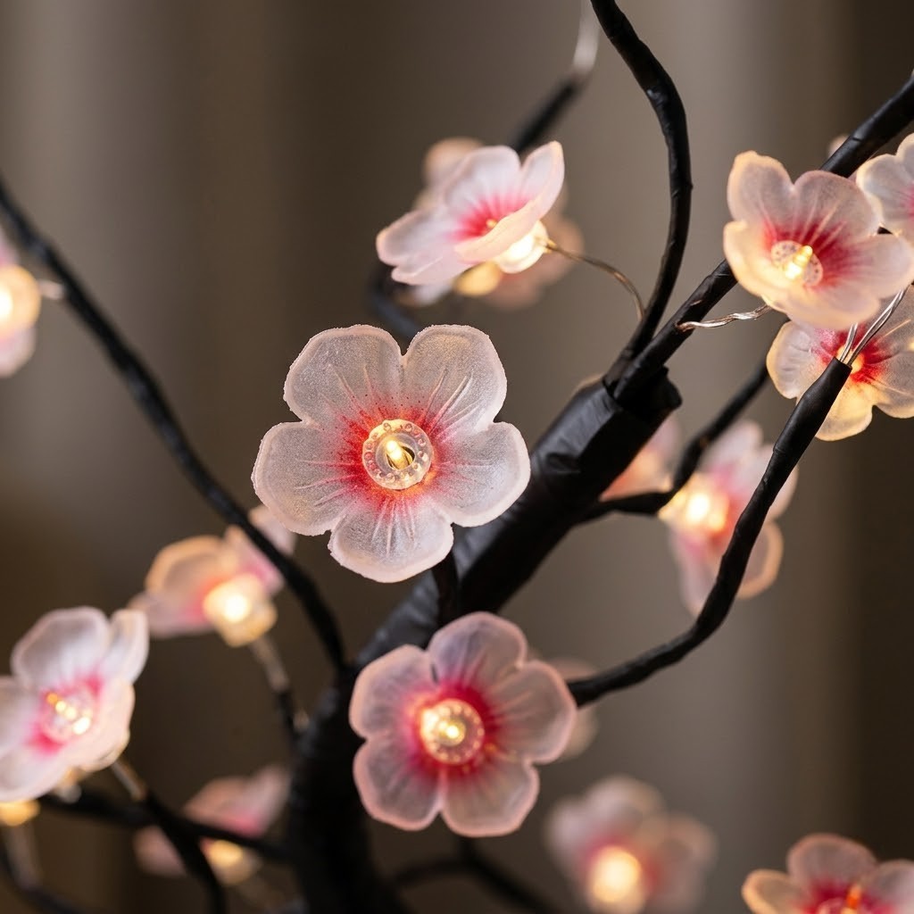 Veilleuse noël cerisier rose