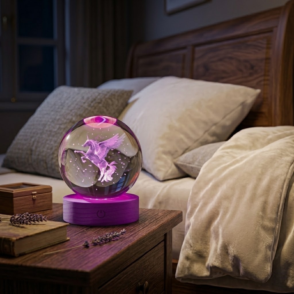Veilleuse licorne boule magique