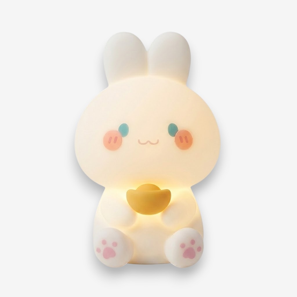 Veilleuse lapin LED assis avec lune