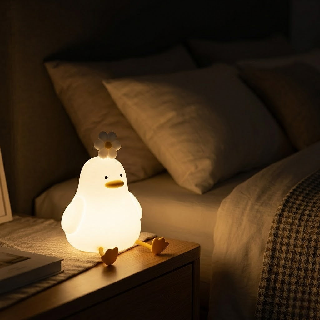 Veilleuse canard avec une fleur