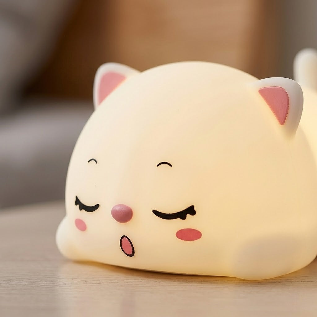 Veilleuse chat allongée