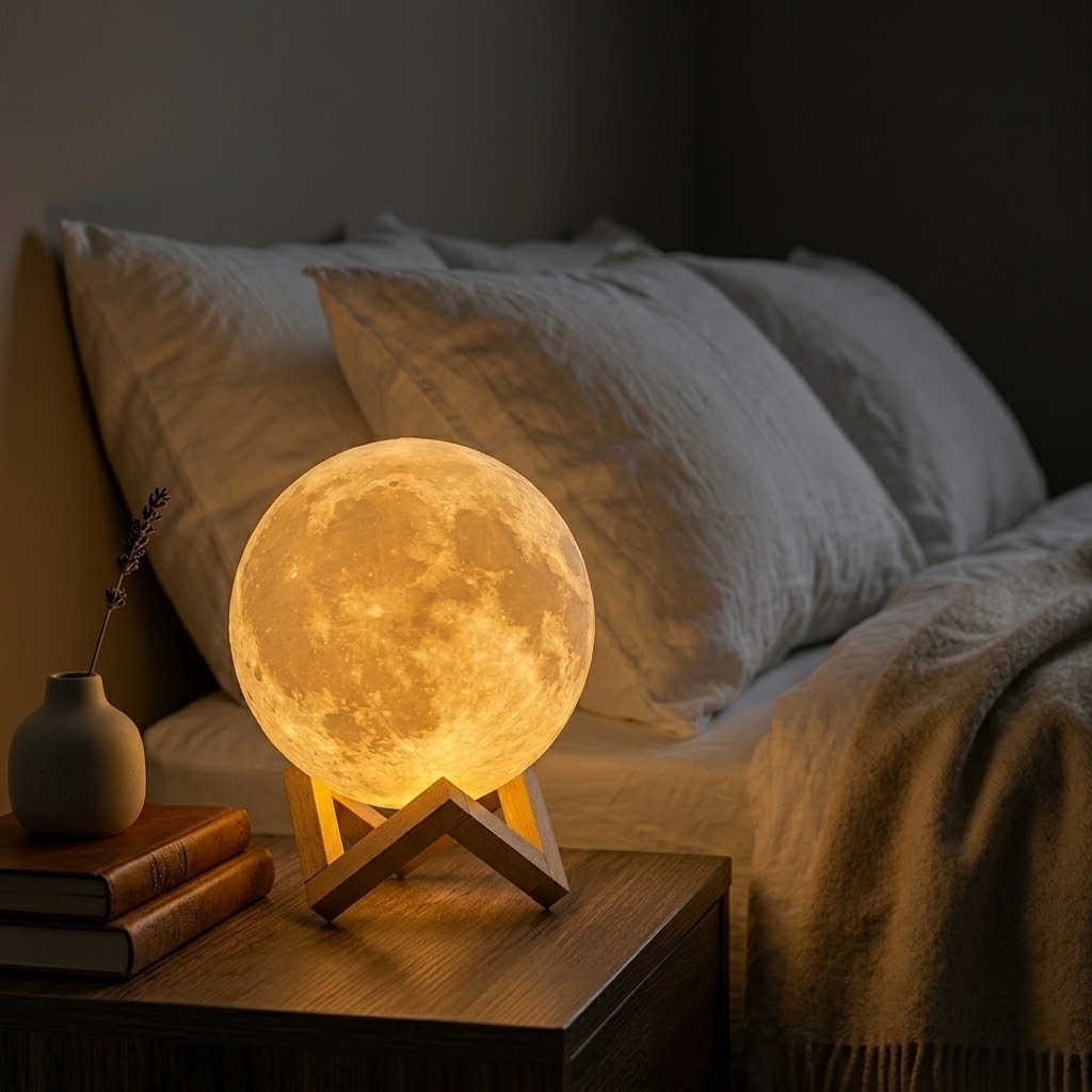 Veilleuse lune magique bois
