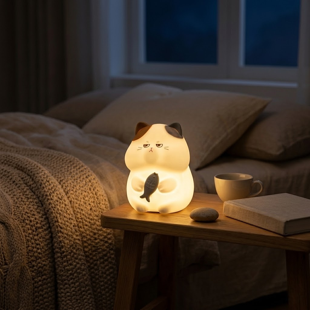 Veilleuse chat qui mange