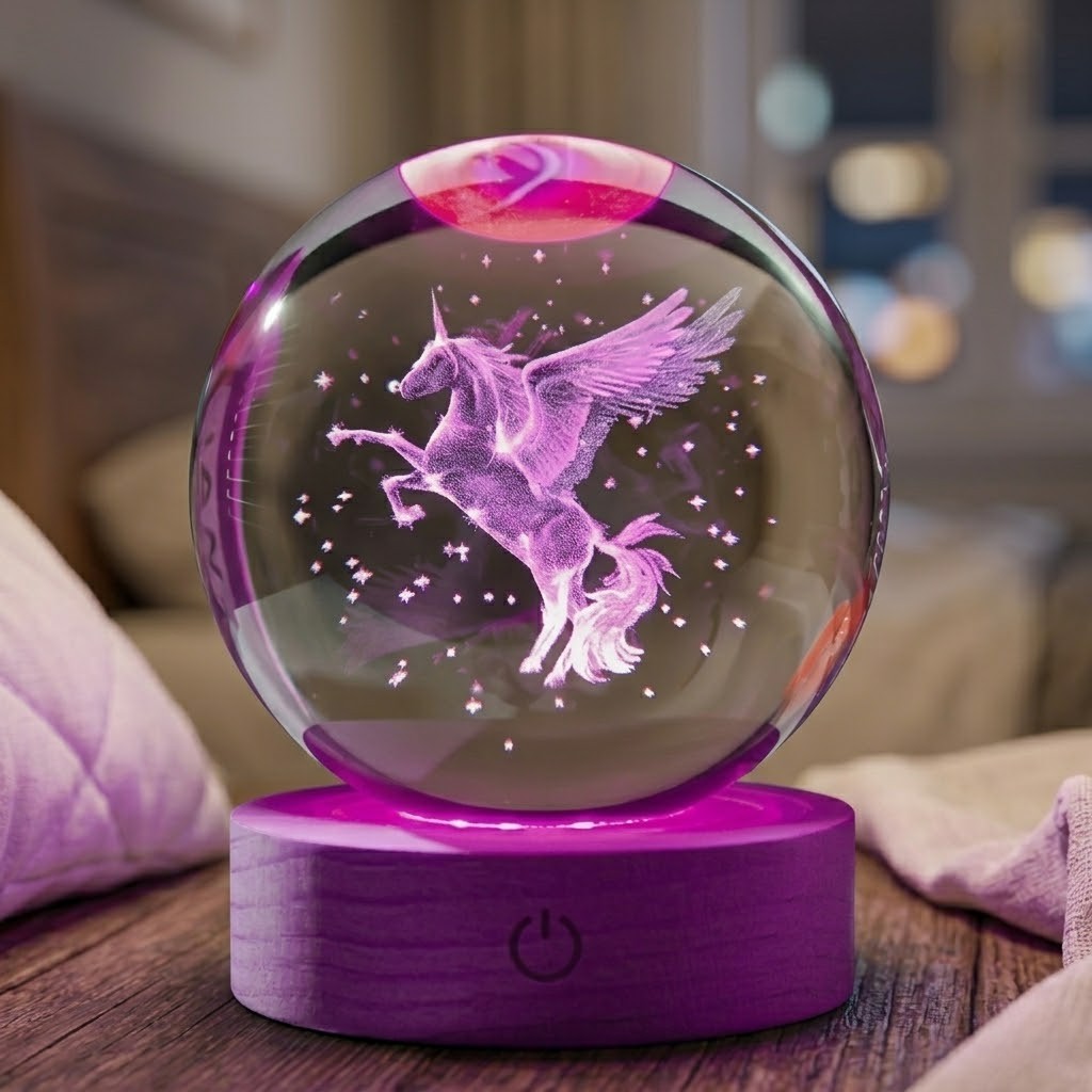 Veilleuse licorne boule magique