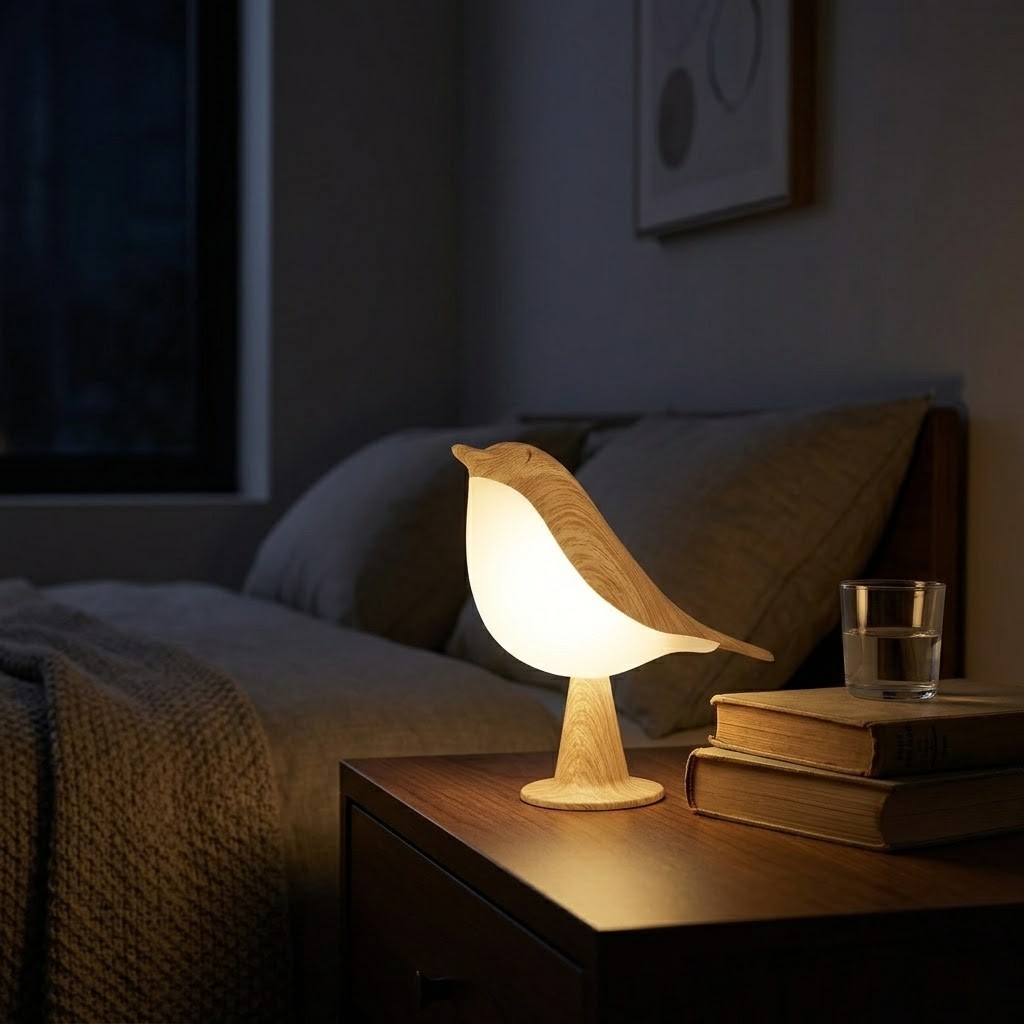 Veilleuse oiseau en bois