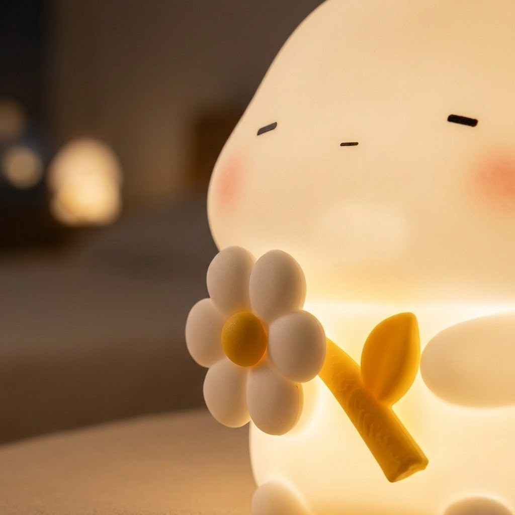 Veilleuse lapin avec une fleur
