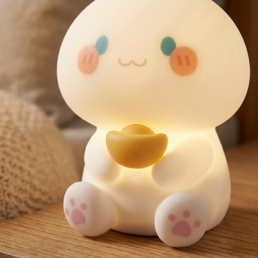 Veilleuse lapin LED assis avec lune
