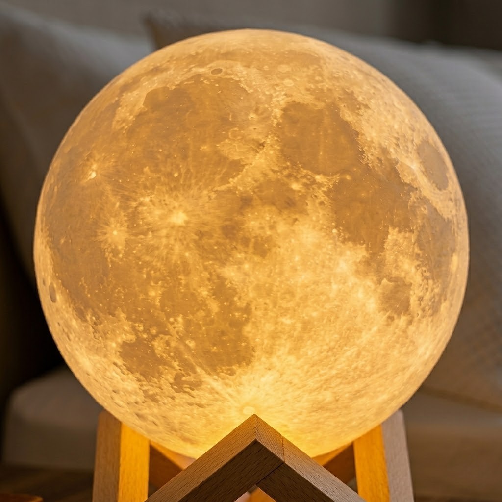 Veilleuse lune magique bois