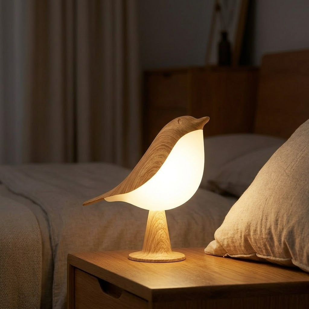 Veilleuse oiseau en bois