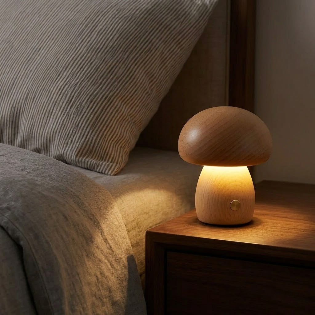 Veilleuse champignon en bois