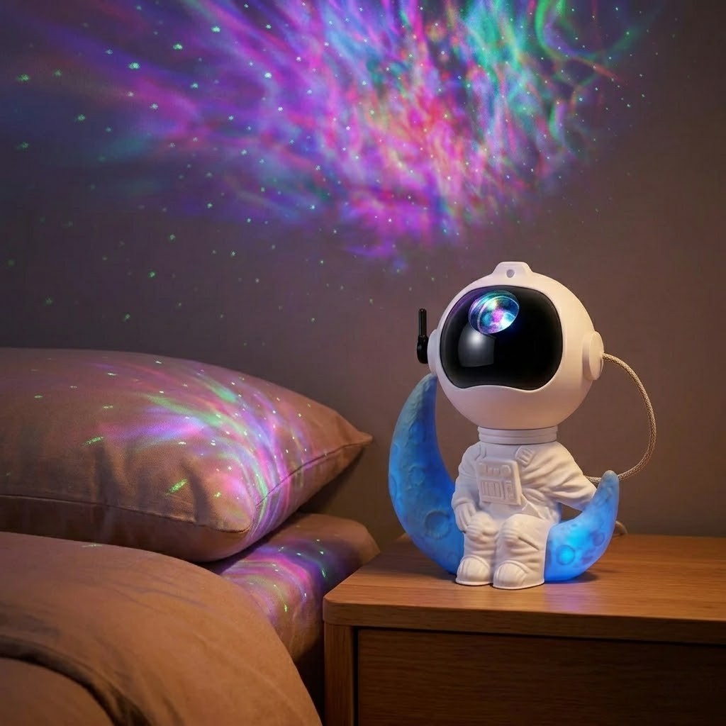 Veilleuse astronaute assis sur la lune