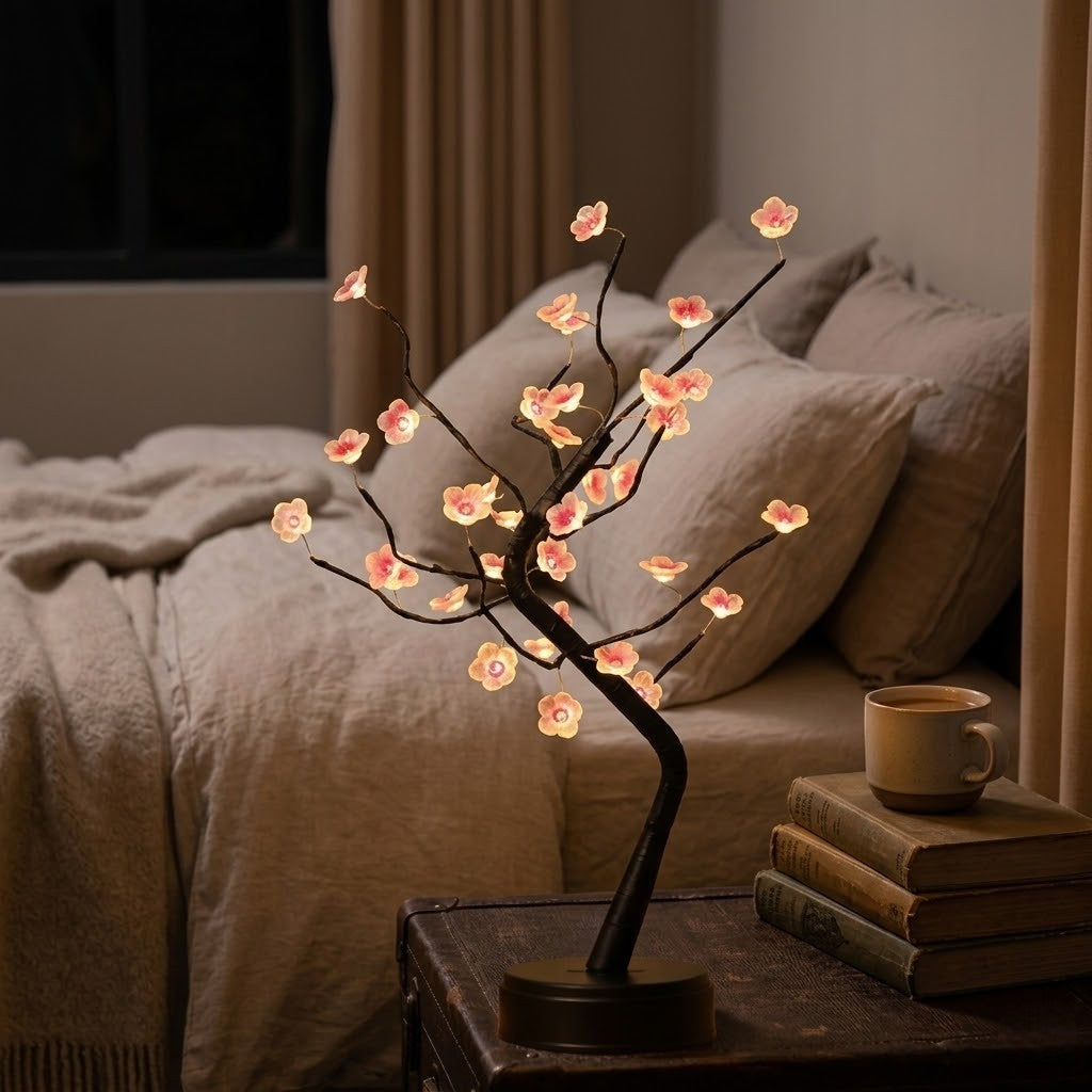 Veilleuse noël cerisier rose