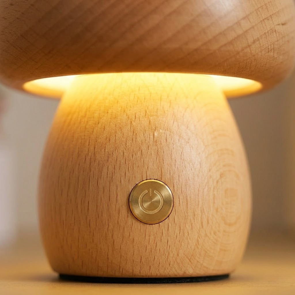 Veilleuse champignon en bois