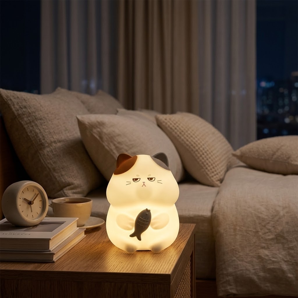 Veilleuse chat qui mange