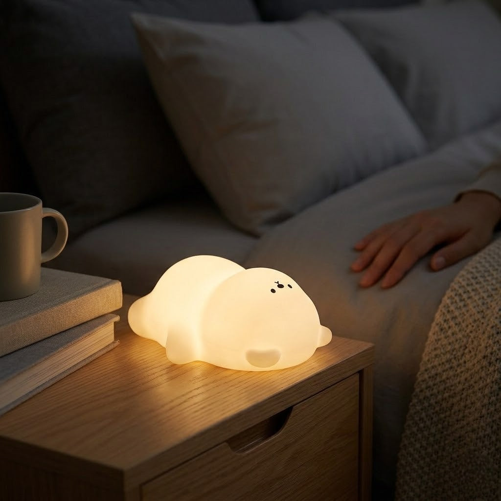 Veilleuse ours allongée sur le dos