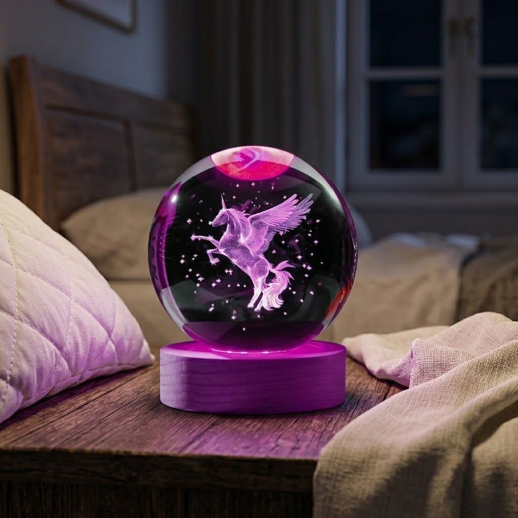 Veilleuse licorne boule magique