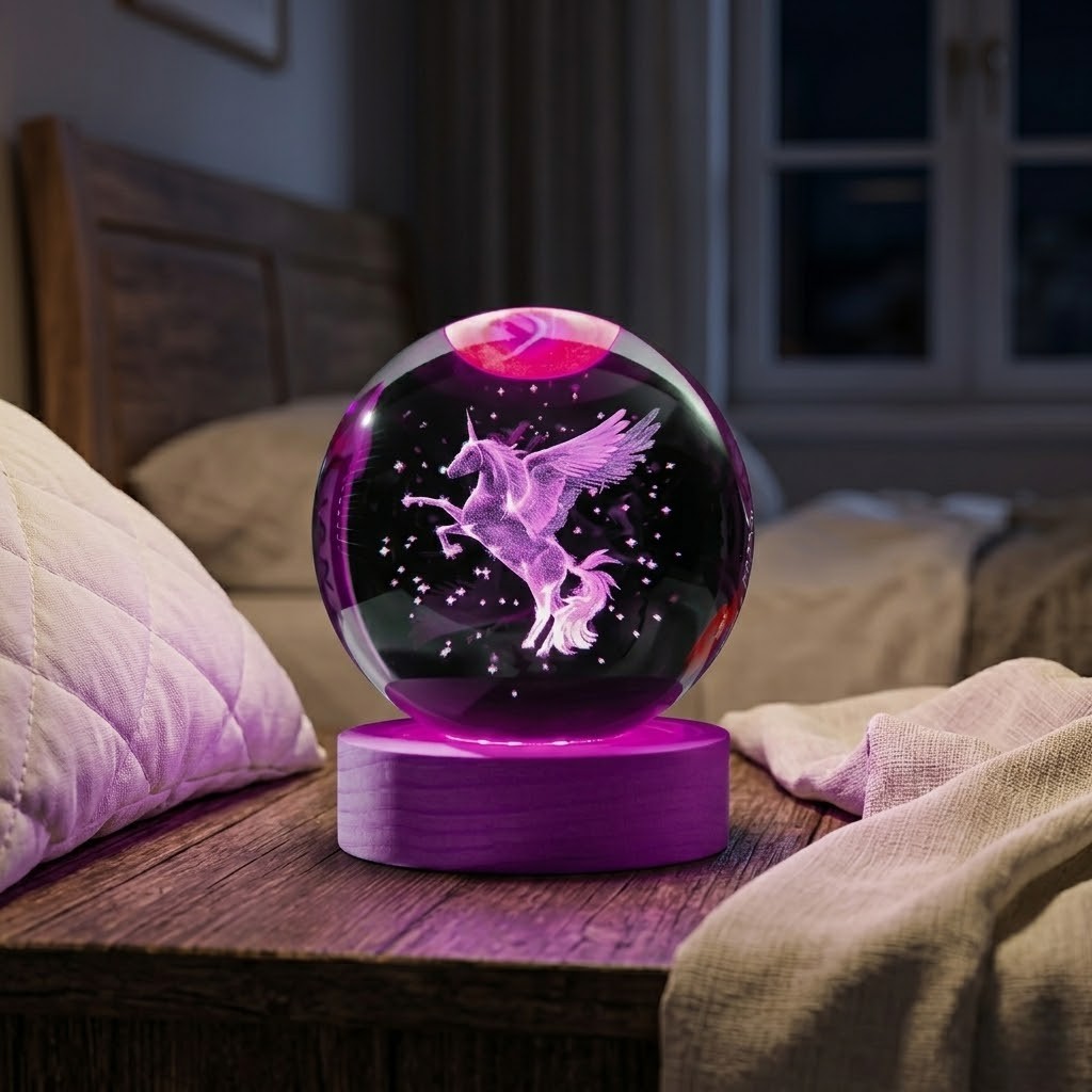 Veilleuse licorne boule magique