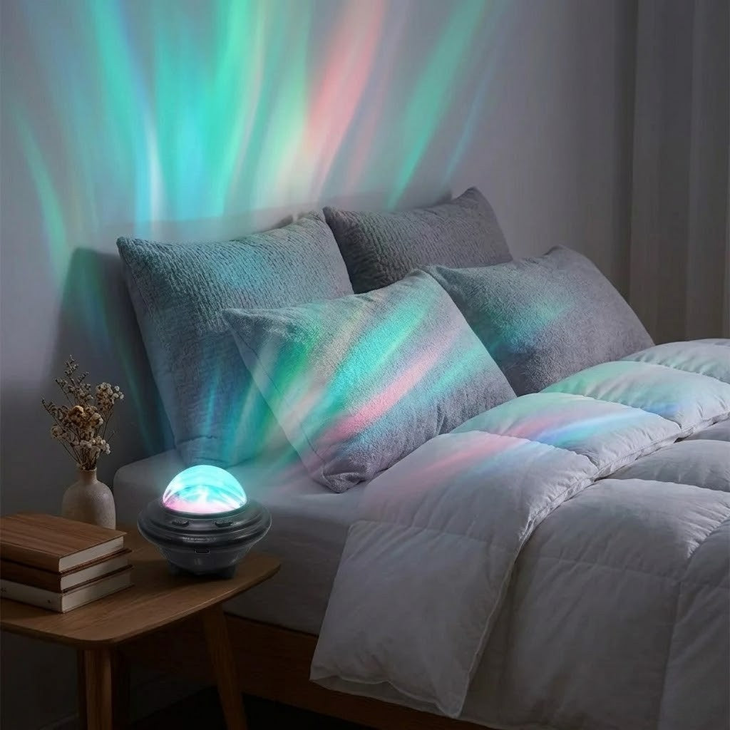 Veilleuse projection aurore boréale