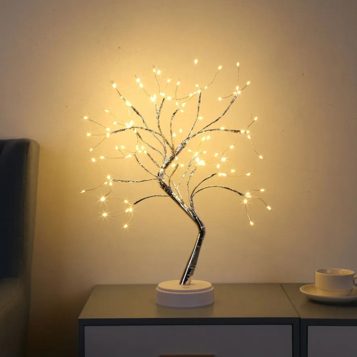 Arbre lumineux branches dorées