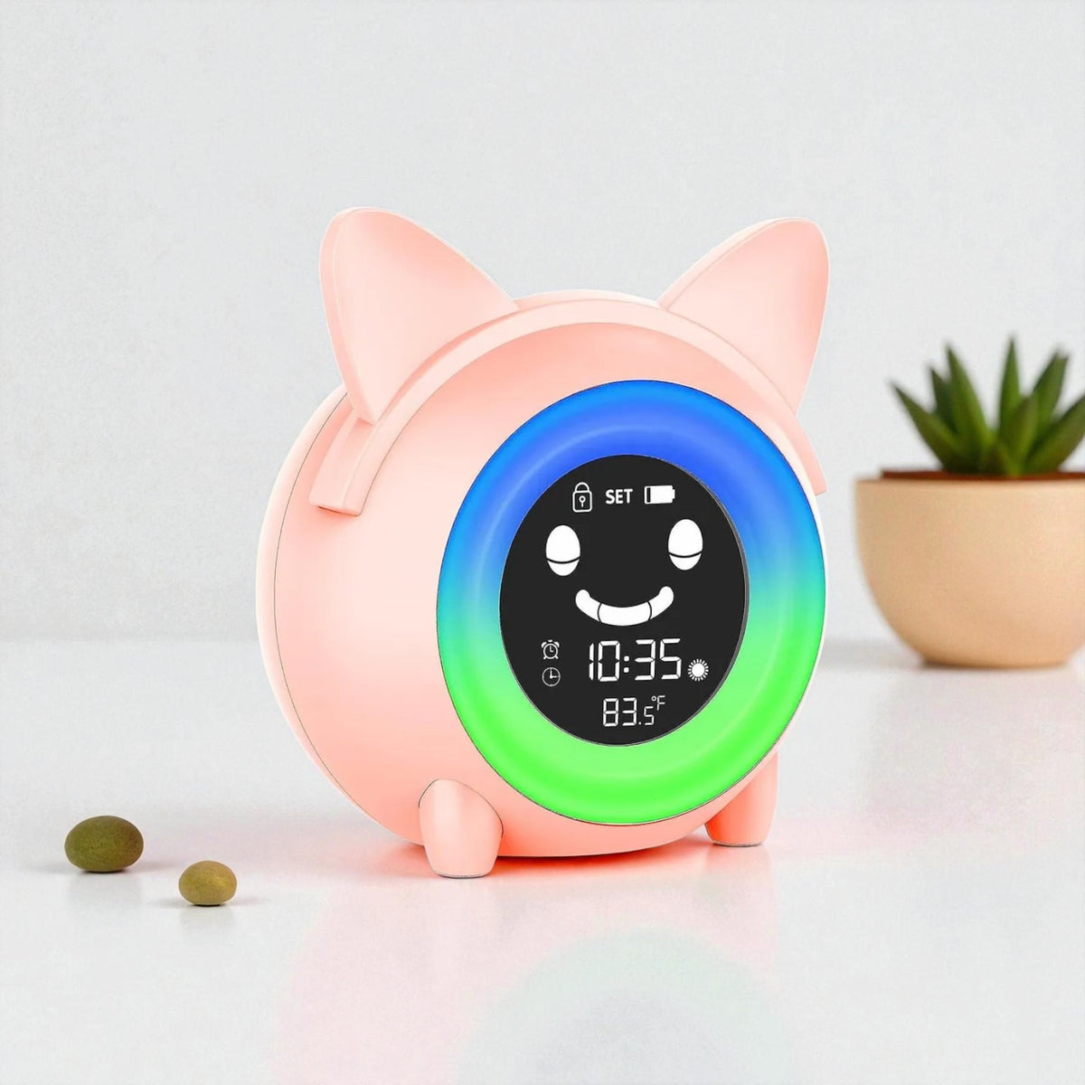 Veilleuse réveil enfant chat lumineux