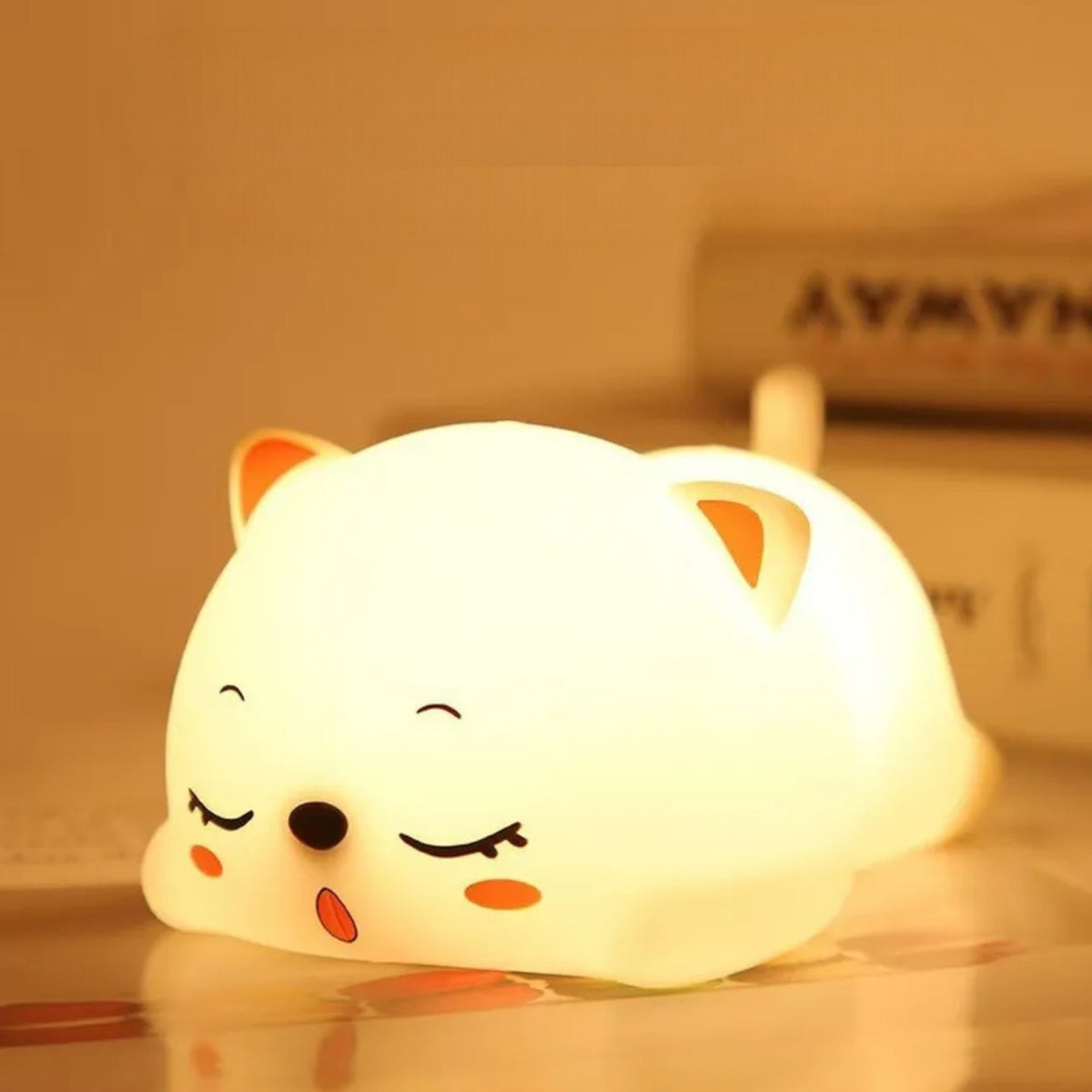 Veilleuse chat allongée