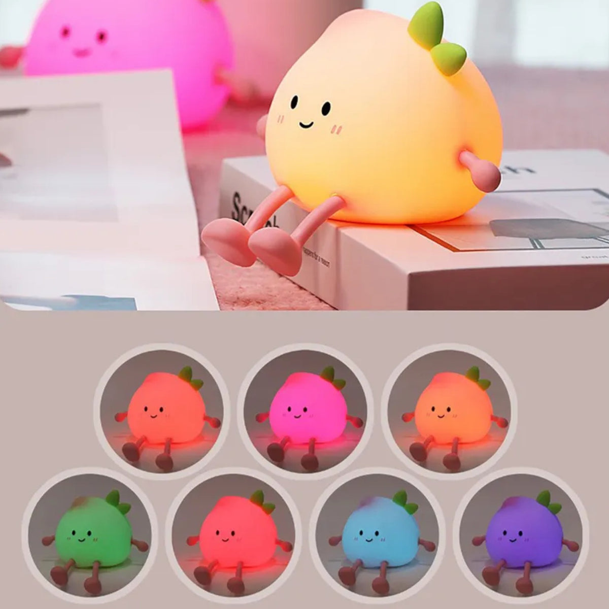 Veilleuse enfant pêche mignonne