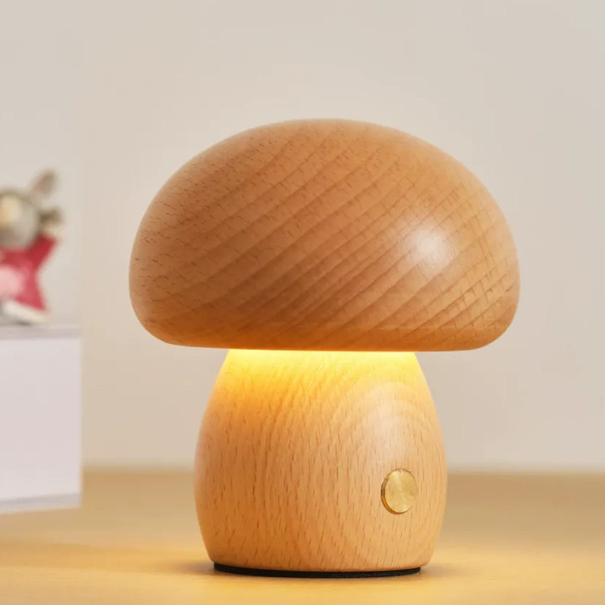 Veilleuse champignon en bois
