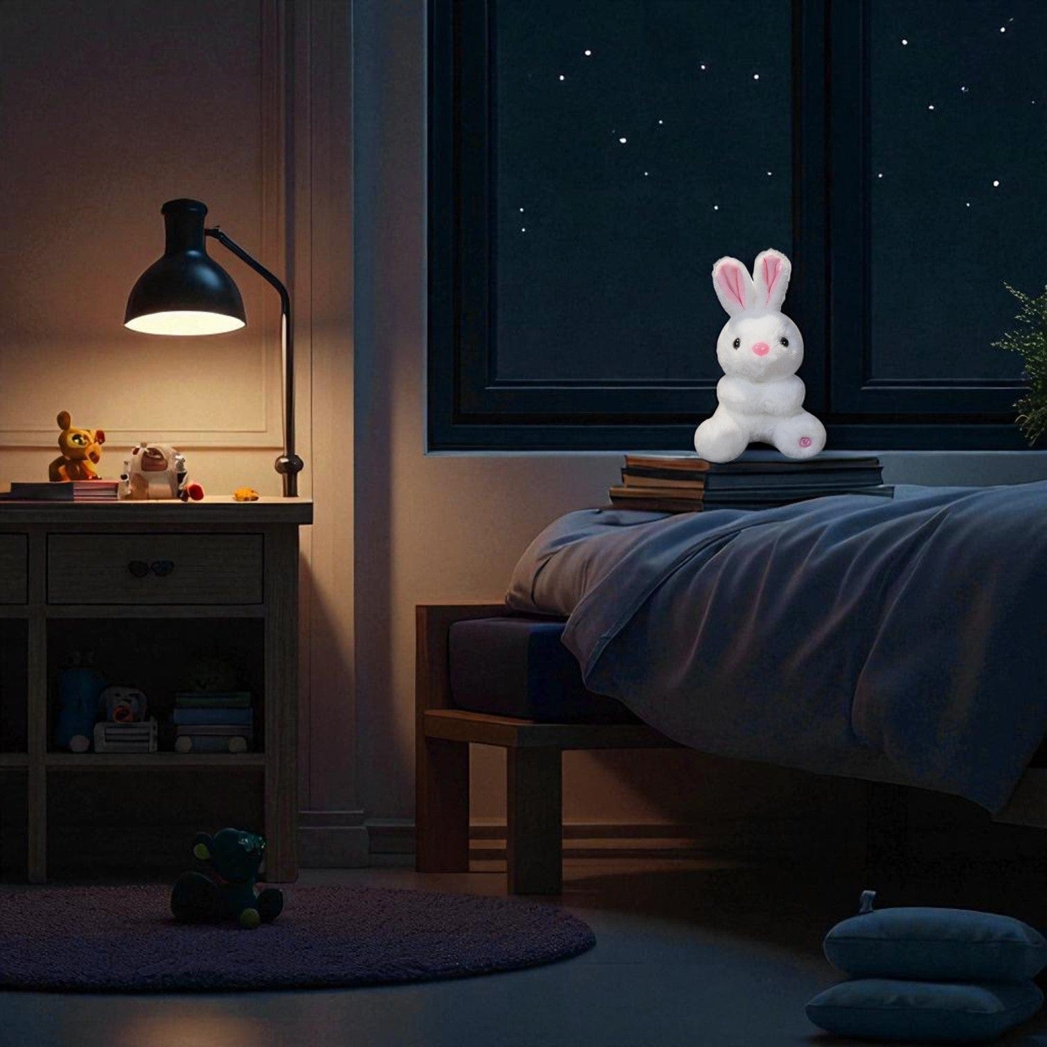 Veilleuse lapin peluche blanc