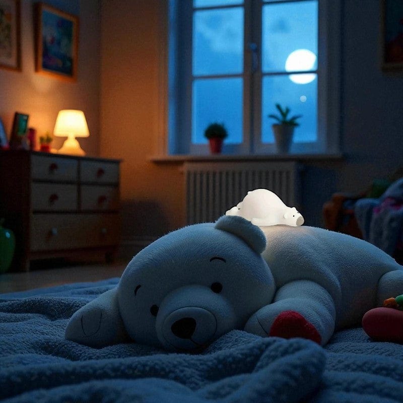 Veilleuse ours allongé sur le ventre